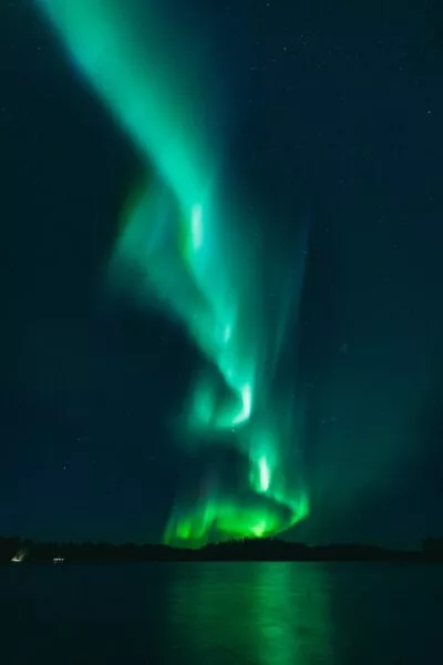 Noorderlicht Finland Groen Blauwe Lucht