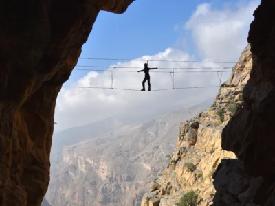 Via Ferrata in Jebel Akhdar, Oman.