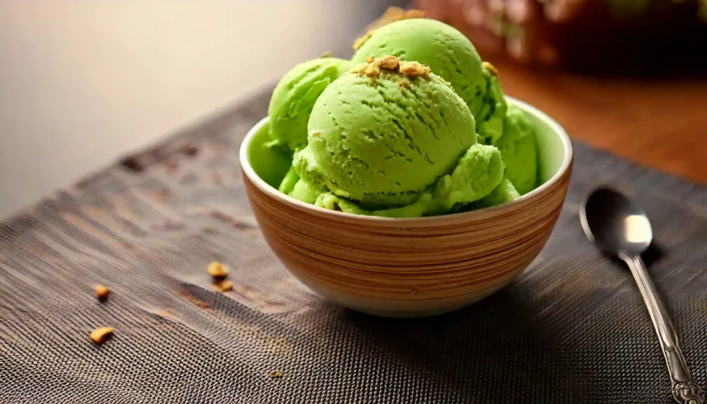 Matcha ice cream in schaal