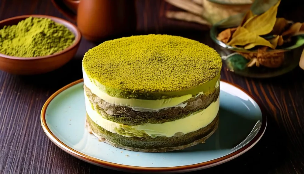 Matcha Tiramisu op bord