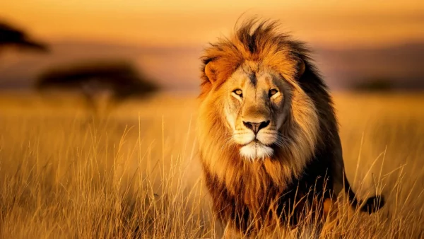 Leeuw in savanne in Afrika.