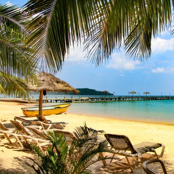 Strand van Koh Rong in Cambodja.