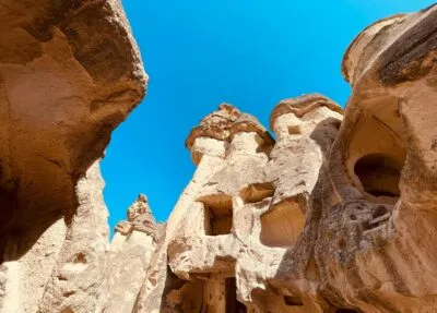Turkije Cappadocie Grotten Blauwe Lucht