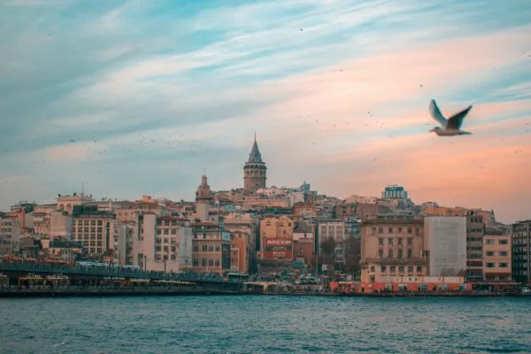 Turkije Istanboel Stad Zonsondergang Gebouwen