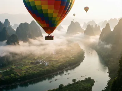 Ballonvaart in Yangshuo China,