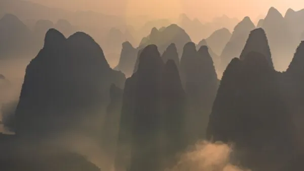 Kalksteenrotsen in Yangshuo, China