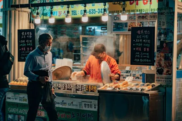 Streetfood kraampje in Zuid-Korea.